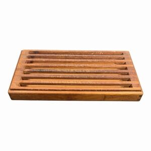 Vintage 1960s Kalmar Design Thailand Teak Bread Board w/ Crumb Catcher Tray GUC